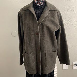 olive green J Crew wool button down sweater